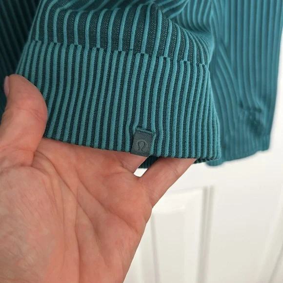 Lululemon Rest Less Pullover Colour Rib Green Jasper / Oceanic Sz 14! - Picture 8 of 9